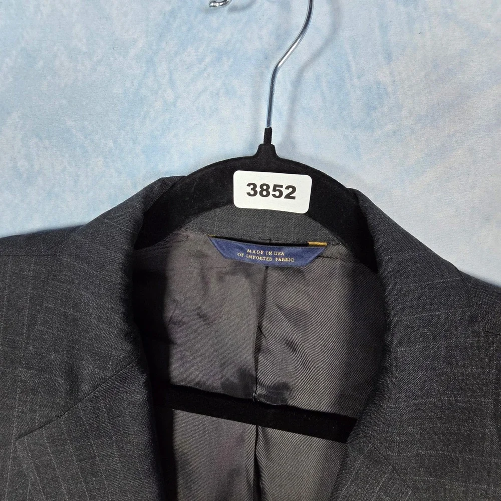 Brooks Brothers Brooksease Mens 45R Blazer Charcoal Grey Pinstripe Wool USA Made